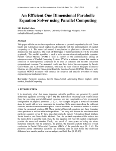 An Efficient One Dimensional Parabolic Equation Solver using Parallel Computing