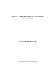 THE INFLUENCE OF DAYLIGHT ON NUMBER OF PATRONAGE TO SHOPPING COMPLEX