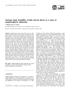 Sausage mode instability of thin current sheets as a cause... magnetospheric substorms J. BuÈchner and J.-P. Kuska