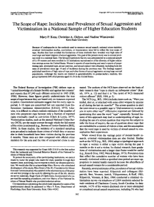 The Scope of Rape: Incidence and Prevalence of Sexual Aggression... Victimization in a National Sample of Higher Education Students