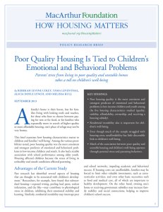 A  Poor Quality Housing Is Tied to Children’s Emotional and Behavioral Problems