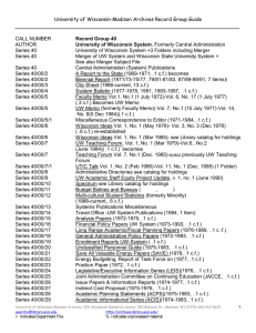 University of Wisconsin-Madison Archives Record Group Guide _______________________________________________________________________