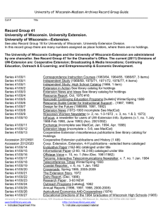 University of Wisconsin-Madison Archives Record Group Guide _______________________________________________________________________