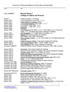 University of Wisconsin-Madison Archives Record Group Guide _______________________________________________________________________