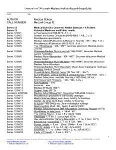 University of Wisconsin-Madison Archives Record Group Guide _______________________________________________________________________