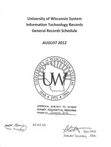 University of Wisconsin System Information Technology Records PRIOR TO GLuQWt? 3Q^k