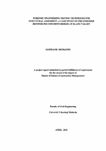 FORENSIC ENGINEERING TESTING TECHNIQUES FOR REINFORCED CONCRETE BRIDGE AT KLANG VALLEY