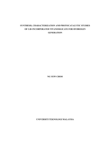 SYNTHESIS, CHARACTERIZATION AND PHOTOCATALYTIC STUDIES OF CdS INCORPORATED TITANOSILICATE FOR HYDROGEN