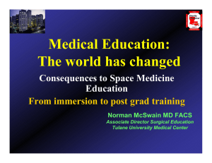 Medical Education: The world has changed Consequences to Space Medicine Education
