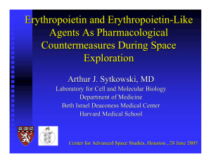 Erythropoietin and Erythropoietin - Like Agents As Pharmacological
