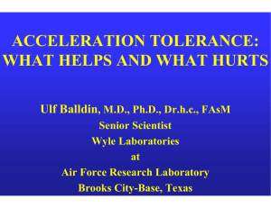 ACCELERATION TOLERANCE: WHAT HELPS AND WHAT HURTS Ulf Balldin