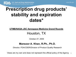 Prescription drug products’ stability and expiration dates* Houston, TX