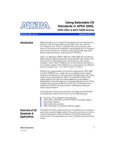 Using Selectable I/O Standards in APEX 20KE, Introduction