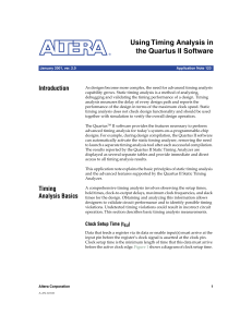 Using Timing Analysis in the Quartus II Software Introduction