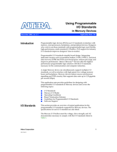 Using Programmable I/O Standards in Mercury Devices Introduction