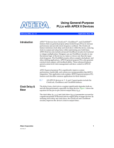 Using General-Purpose PLLs with APEX II Devices Introduction