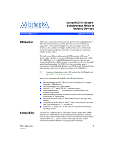 Using HSDI in Source- Synchronous Mode in Mercury Devices Introduction