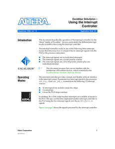 Using the Interrupt Controller Introduction Excalibur Solutions—