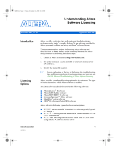 Understanding Altera Software Licensing Introduction