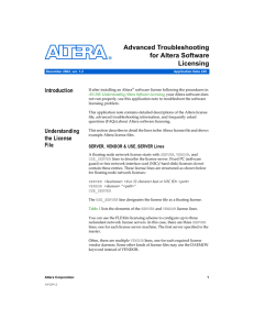 Advanced Troubleshooting for Altera Software Licensing Introduction