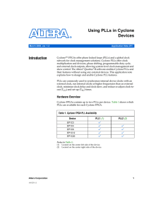 Using PLLs in Cyclone Devices Introduction
