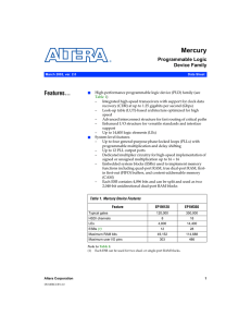 Mercury Features… Programmable Logic Device Family