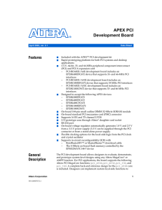 APEX PCI Development Board Features