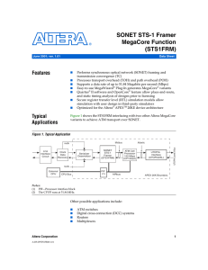 SONET STS-1 Framer MegaCore Function (STS1FRM) Features