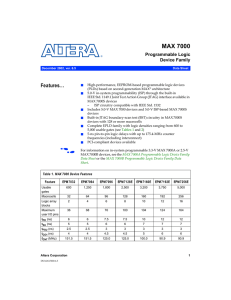 MAX 7000 Features... Programmable Logic Device Family