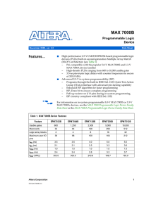 MAX 7000B Features... Programmable Logic Device