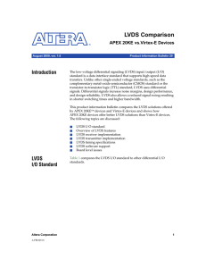 LVDS Comparison Introduction APEX 20KE vs.Virtex-E Devices