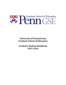 University	of	Pennsylvania Graduate	School	of	Education Graduate	Student	Handbook