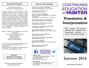 Specialized Programs Summer 2016 Schedule