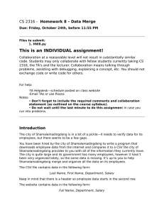 This is an INDIVIDUAL assignment! Homework 8 – Data Merge
