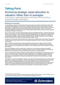 Talking Point Anchoring strategic asset allocation to valuation rather than to averages