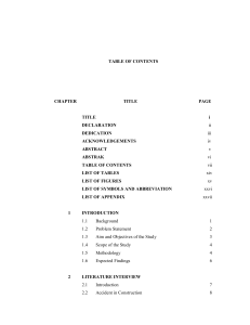 TABLE OF CONTENTS CHAPTER