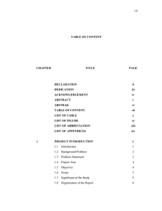 vii  TABLE OF CONTENT CHAPTER