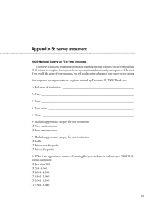 Appendix B: Survey Instrument 2009 National Survey on First-Year Seminars