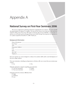 Appendix A National Survey on First-Year Seminars 2006