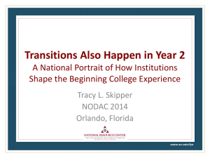 Transitions Also Happen in Year 2 Shape the Beginning College Experience