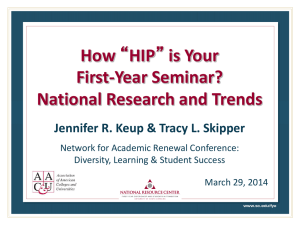 How First-Year Seminar? National Research and Trends