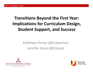 Transitions Beyond the First Year:  Implications for Curriculum Design,  Student Support, and Success Matthew Portas (@mdportas) 