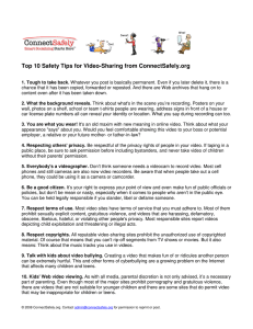 Top 10 Safety Tips for Video-Sharing from ConnectSafely.org