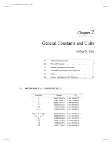 2 General Constants and Units Chapter Arthur N. Cox