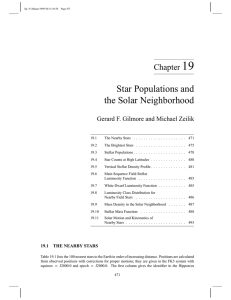 19 Star Populations and the Solar Neighborhood Chapter