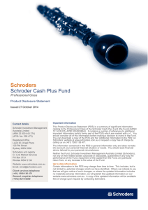 Schroders Schroder Cash Plus Fund Professional Class