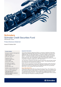 Schroders Schroder Credit Securities Fund Wholesale Class