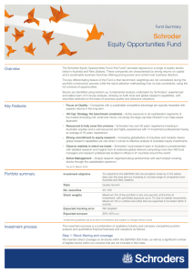 Equity Opportunities Fund Schroder Fund Summary Overview