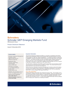 Schroders Schroder QEP Emerging Markets Fund Wholesale Class