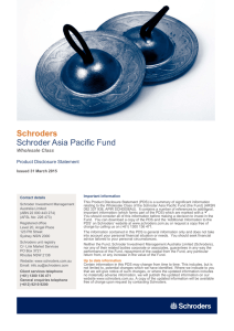 Schroders Schroder Asia Pacific Fund  Wholesale Class